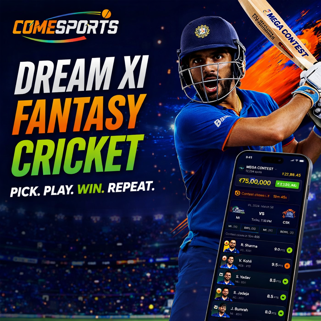 Come Cricket Game Dream XI fantasy cricket ad visual