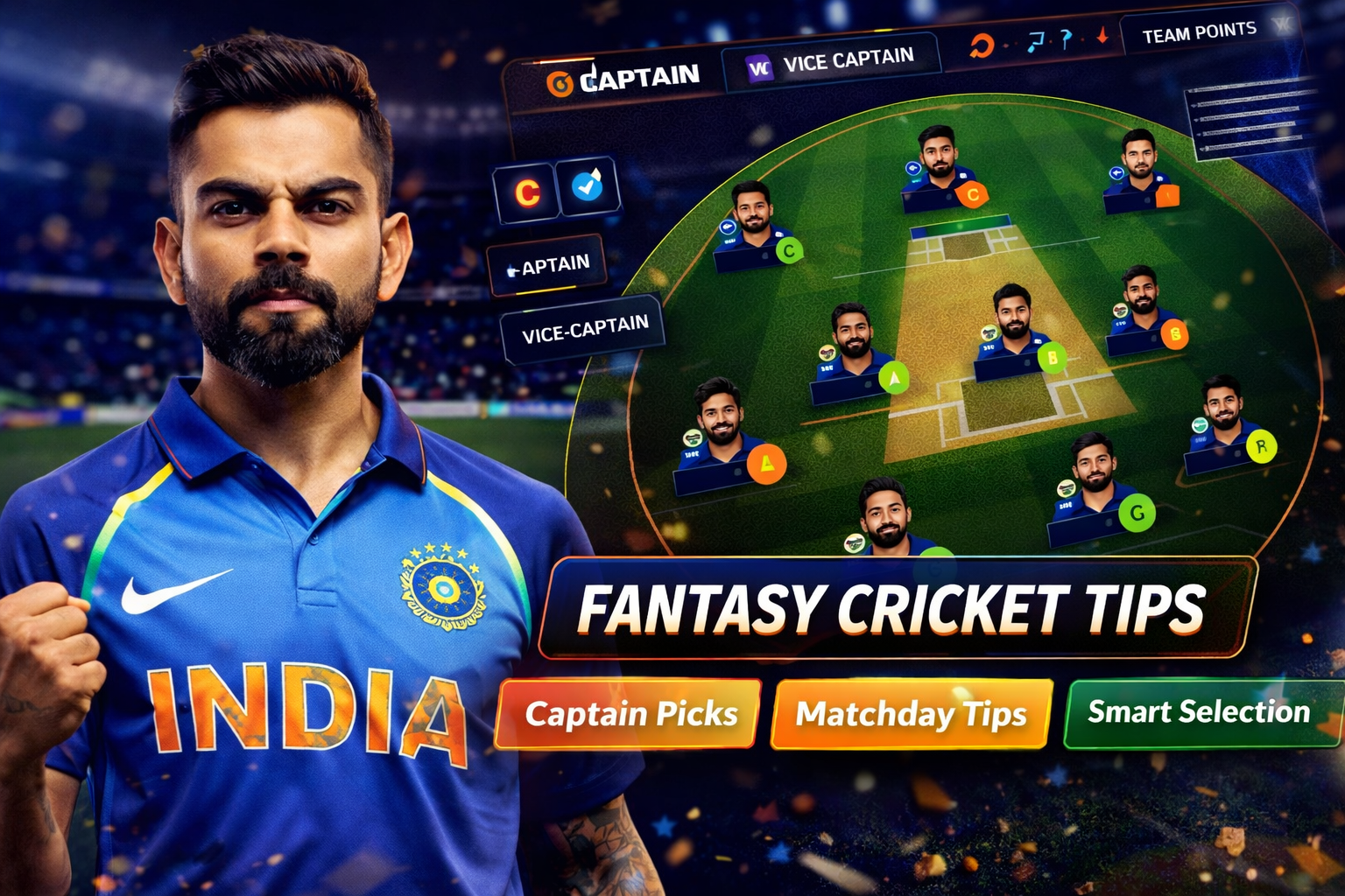 Come Cricket Game role based fantasy cricket checklist